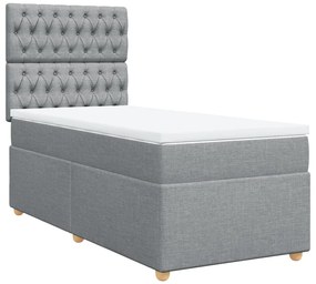 Cama com molas/colchão 80x200 cm tecido cinza-claro