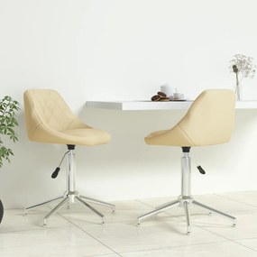 vidaXL Cadeiras de jantar giratórias 2 pcs couro artificial cor creme
