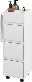 Móvel de arrumação para casa de banho com 4 compartimentos, 3 gavetas e toalheiro, 35 x 30 x 90 cm, branco