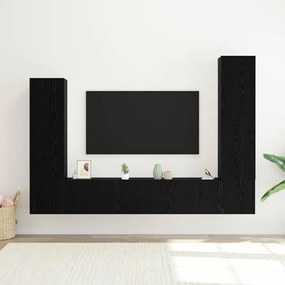 Conjunto de Armário para TV de 4 Peças Montado na Parede - Preto Carva