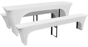 Conjunto 3 capas para mesa e bancos de bar, branco 220 x 50 x 80 cm