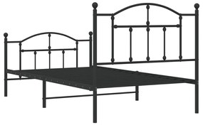 Estrutura de cama com cabeceira e pés 100x190 cm metal preto