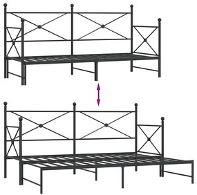 Cama de dia com gavetão sem colchão 80x200 cm aço preto
