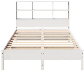 Cama com estante sem colchão 120x190 cm pinho maciço branco