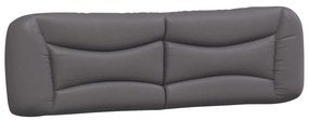 Estrutura de cama c/ luzes LED 180x200cm couro artificial cinza