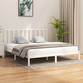 3106784 vidaXL Estrutura de cama super king 180x200 cm madeira maciça branco