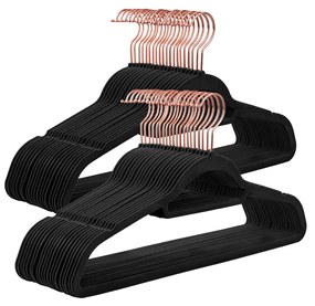 Conjunto de 50 cabides 45 x 23,5 cm Preto + Dourado