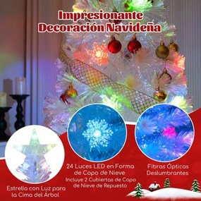 Árvore de Natal artificial de fibra ótica de 150 cm branca pré-iluminada com 170 pontas de ramos Luz das estrelas 24 luzes Branca