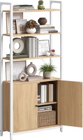 Estante com 6 prateleiras ajustáveis, 24 x 60 x 159,5 cm, cor carvalho dourado - branco