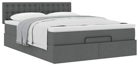 Cama otomana com colchão 140x190 cm tecido cinzento escuro