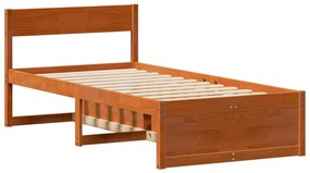 Cama sem colchão 90x190 cm madeira de pinho maciça castanho-mel