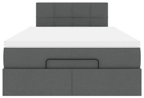 Cama otomana com colchão 120x190 cm tecido cinzento escuro