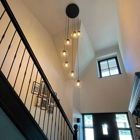 Candeeiro de suspensão Art Deco preto 7 luzes - Pallon