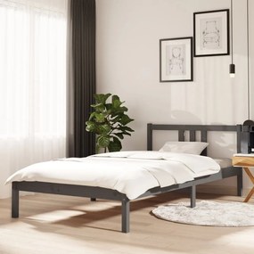 vidaXL Estrutura de cama 100x200 cm madeira maciça cinzento