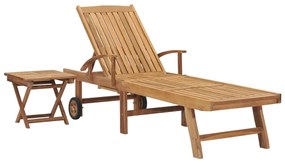 Espreguiçadeira com mesa madeira teca maciça