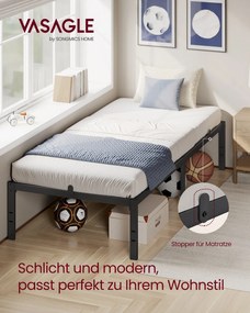 Estrutura de cama em metal 200 x 90 x 40,6 cm (COLCHÃO NÃO INCLUIDO) com espaço de arrumação e design moderno Preta