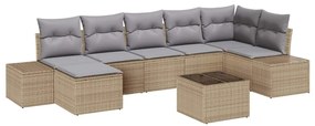 Conjunto de Sofá de Jardim de 8 Peças com Almofadas Pretas em Polyratt