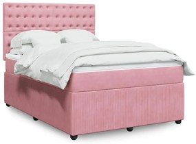 Cama com molas/colchão 160x200 cm veludo rosa