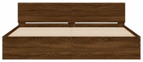 Estrutura cama cabeceira/luzes LED 200x200cm carvalho castanho
