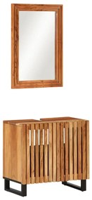 vidaXL 2 pcs conjunto de móveis p/ casa de banho acácia maciça