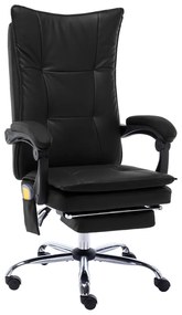 vidaXL Cadeira de escritório c/ função massagem couro artificial preto