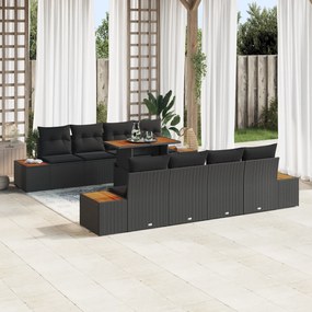 Conjunto de Sofás de Jardim vidaXL com Almofadas em Vime Poliéster Pre