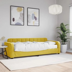 vidaXL Sofá-cama com colchão 80x200 cm veludo amarelo