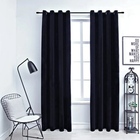 134490 vidaXL Cortinas blackout com argolas 2 pcs 140x245 cm veludo preto