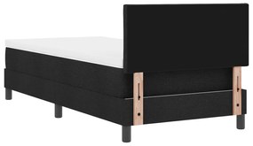 Cama Box Spring com Colchão &amp; LED Preto 90x200 cm Tecido