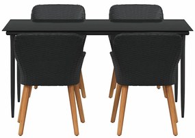 Conjunto de Jantar de Jardim com 5 Peças em Rattan Preto