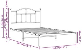 Estrutura de cama em metal com cabeceira 107x203 cm branco