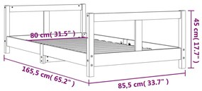 Estrutura de cama infantil 80x160 cm pinho maciço