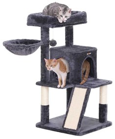 Arranhador para gatos com rampa para arranhar 48 x 48 x 96 cm Cinzento escuro