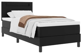 Cama Box com Colchão – Preto, 90x200 cm, Couro Sintético