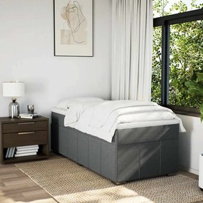 Cama com molas/colchão 100x200 cm tecido cinza-escuro
