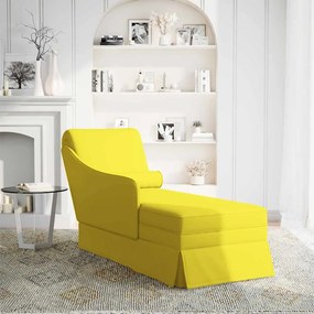 Chaise-longue com almofada e apoio braço direito veludo amarelo