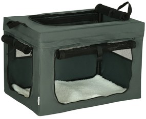 Pawhut Mochila de Transporte Dobrável para Animais de Estimação com Alças Tecido de Malha 60x42x42 cm Cinza Preto | Aosom Portugal