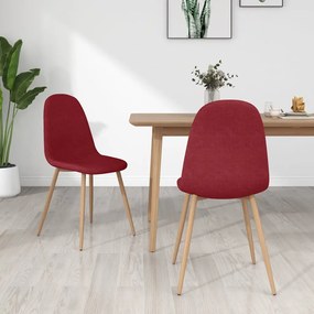 vidaXL Cadeiras de jantar 2 pcs tecido vermelho tinto