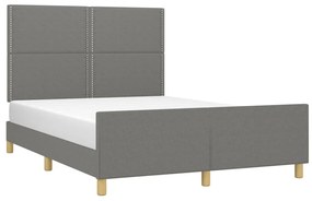 Estrutura de cama sem colchão 140x200 cm tecido cinzento-escuro