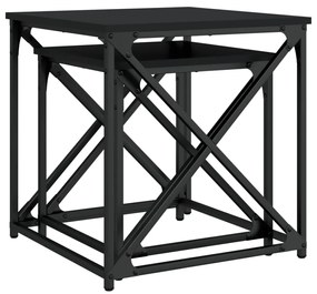 Mesas de centro de encastrar 2 pcs derivados de madeira preto