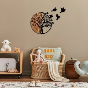 Acessório Decorativo de Parede Tree And Birds – Preto e Nogueira – 92