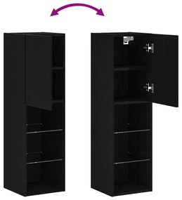 Armário para TV LED vidaXL Preto Carvalho 30,5x30x102 cm Madeira de en