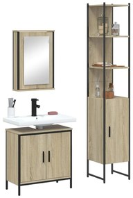vidaXL 3 pcs conj. móveis casa banho derivados madeira carvalho sonoma