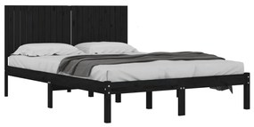 Estrutura de cama 200x200 cm pinho maciço preto