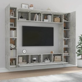 Conjunto móveis de TV 8 pcs madeira processada cinzento cimento