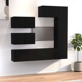 vidaXL Conjunto móveis de TV 6 pcs madeira processada preto