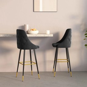 vidaXL Bancos de bar 2 pcs veludo preto