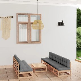 vidaXL 8 pcs conjunto lounge de jardim com almofadões pinho maciço