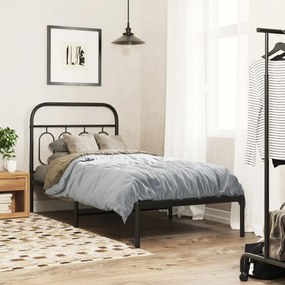 Estrutura de cama com cabeceira 90x190 cm metal preto