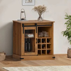 vidaXL Aparador HALDEN com porta de correr 80x40x80 cm Madeira maciça